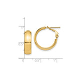 14k Yellow Gold Hoop Earrings, Medium Polished Round Hoops with Omega Back