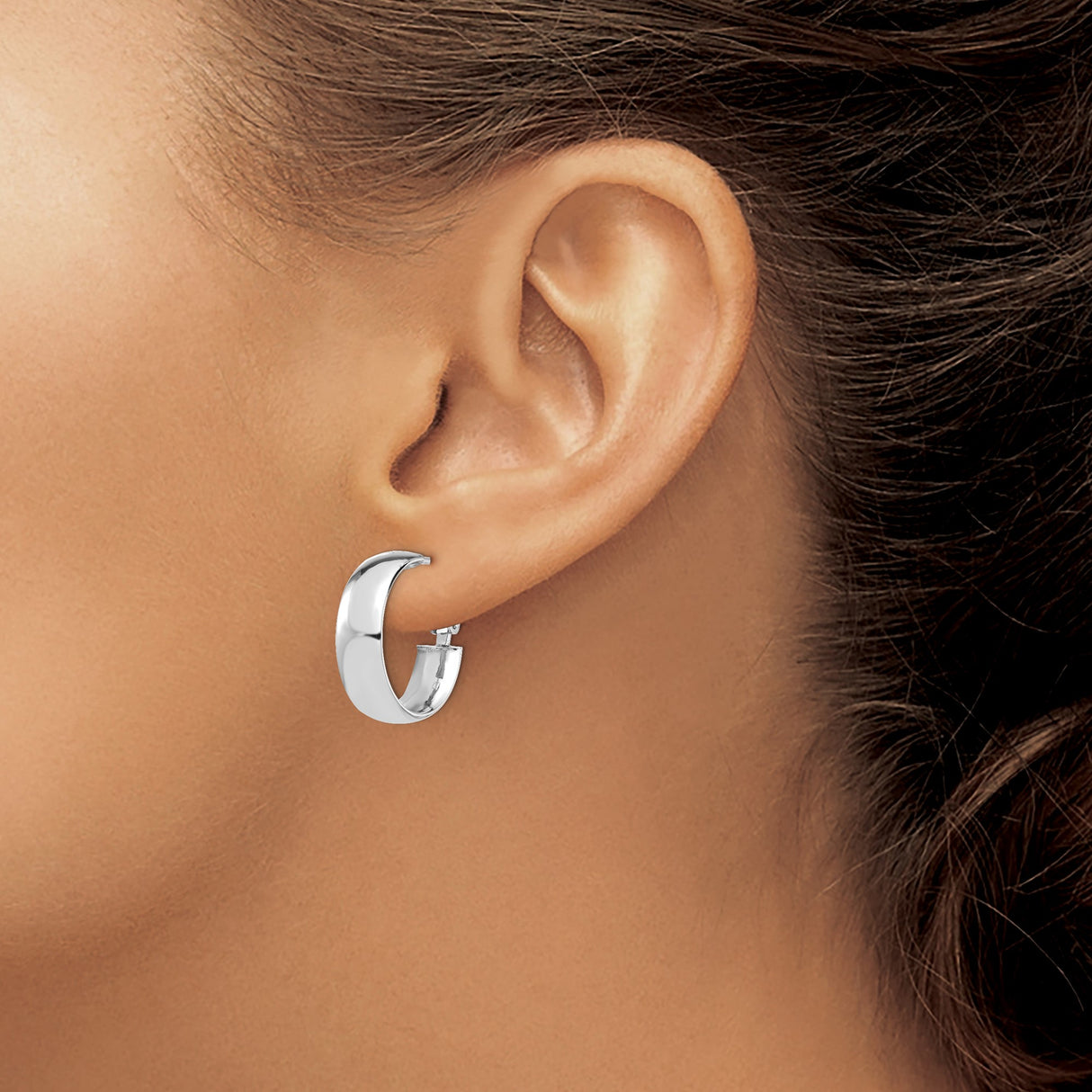 14k Yellow Gold and Rhodium Hoop Earrings, High Polish Dual Tone Design for Women