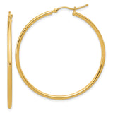 14k Yellow Gold Hoop Earrings, Classic Polished Round Lightweight Design for Women