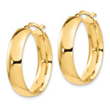 14k Yellow Gold Hoop Earrings, Medium Round Polished Design, Lightweight Everyday Jewelry