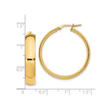 14k Yellow Gold Hoop Earrings, Smooth Polished Finish, Classic Lightweight Round Design for Women