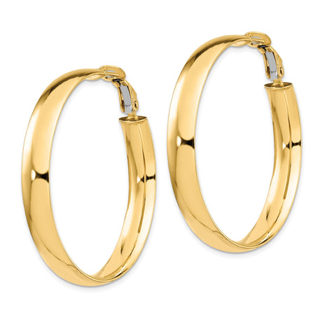 14k Yellow Gold Hoop Earrings, Classic Polished Round Design, Lightweight Jewelry for Women