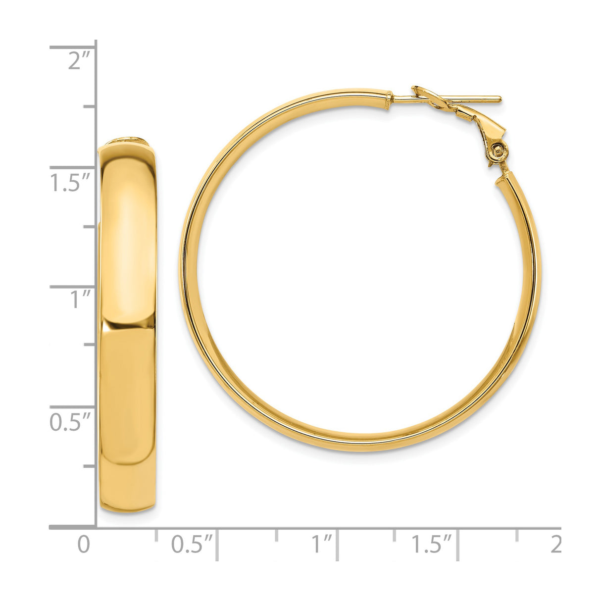 14k Yellow Gold Hoop Earrings, Classic Polished Round Design, Lightweight Jewelry for Women