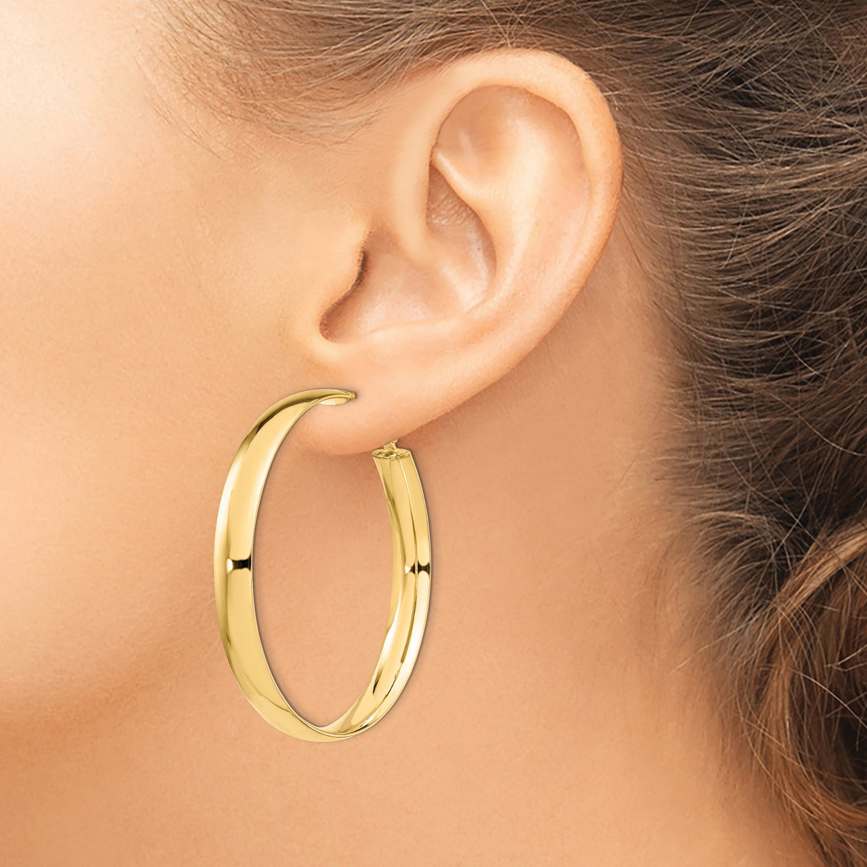 14k Yellow Gold Hoop Earrings, High Polish Finish, Latch Back Closure, Classic Minimalist Style