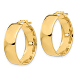 14k Yellow Gold Hoop Earrings, Wide Polished Design, Classic Everyday Style