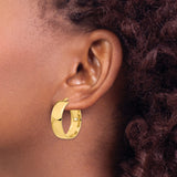 14k Yellow Gold Hoop Earrings, Wide Polished Design, Classic Everyday Style