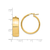 14k Yellow Gold Hoop Earrings, Wide Polished Design, Classic Everyday Style