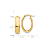 14k Yellow Gold Oval Hoop Earrings, Lightweight Hinged Design with Polished Finish