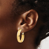 14k Yellow Gold Hoop Earrings, Classic Hinged Design with Smooth Polished Finish