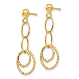 14k Yellow Gold Dangle Earrings with Textured Double Hoops and Oval Links
