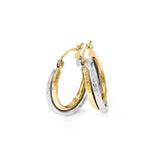 14k Two-Tone Gold Hoop Earrings with Hammered Finish and Intertwined Tubes