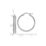14k White Gold Hoop Earrings with Textured Center and High Polish Edges
