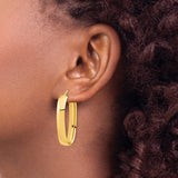 14k Yellow Gold Oval Hoop Earrings, High Polish Finish, Lightweight Classic Design for Women