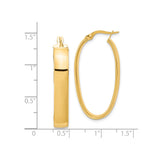 14k Yellow Gold Oval Hoop Earrings, High Polish Finish, Lightweight Classic Design for Women