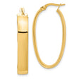 14k Yellow Gold Oval Hoop Earrings, High Polish Finish, Lightweight Classic Design for Women