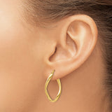 14k Yellow Gold Twisted Teardrop Hoop Earrings with Polished Overlapping Loop Design