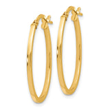 14k Yellow Gold Oval Hoop Earrings, Sleek Polished Finish, Minimalist Lightweight Design