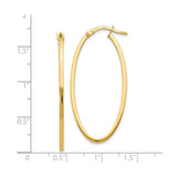 14k Yellow Gold Oval Hoop Earrings, Lightweight Polished Classic Minimalist Style for Women