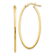 14k Yellow Gold Oval Hoop Earrings, Lightweight Polished Classic Minimalist Style for Women