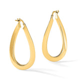 14k Yellow Gold Twisted Oval Hoop Earrings, High Polish Finish, Lightweight Modern Style