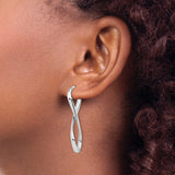 14k White Gold Infinity Hoop Earrings, Twisted Design, Polished Finish, Lightweight and Modern