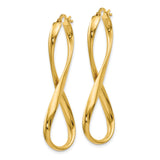14k Yellow Gold Hoop Earrings, Twisted Infinity Design, Lightweight Polished Jewelry for Women