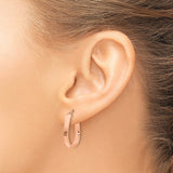14k Yellow Gold Hoop Earrings, Square Teardrop Design, Lightweight Italian Minimalist Style for Women