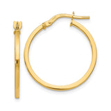 14k Yellow Gold Hoop Earrings, Italian Made Polished Lightweight Circle Design for Women