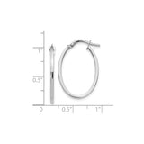 14k White Gold Oval Hoop Earrings with Polished Finish and Latch Back Closure