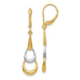 14k Two-Tone Gold Dangle Earrings, Teardrop and Hoop Design with Leverback Closures