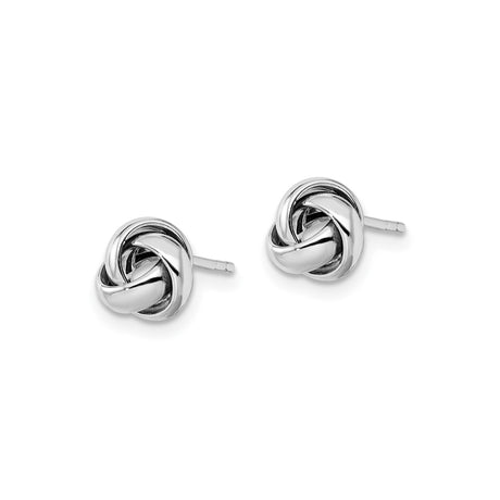 14k White Gold Love Knot Stud Earrings, Intertwined Knot Symbol of Eternal Love