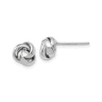 14k White Gold Love Knot Stud Earrings, Intertwined Knot Symbol of Eternal Love