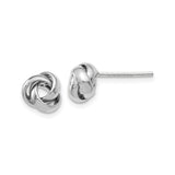 14k White Gold Love Knot Stud Earrings, Intertwined Knot Symbol of Eternal Love
