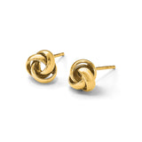 14k Yellow Gold Love Knot Stud Earrings, Intertwined Design, Symbol of Unity and Eternal Love