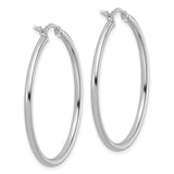 14k White Gold Hoop Earrings, Lightweight Polished Round Hoops with Latch Back Closure