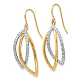 14k Two-Tone Gold Dangle Earrings with Interlocking Marquise Drops, Hook Back Design for Women