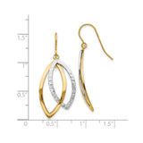 14k Two-Tone Gold Dangle Earrings with Interlocking Marquise Drops, Hook Back Design for Women