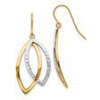 14k Two-Tone Gold Dangle Earrings with Interlocking Marquise Drops, Hook Back Design for Women