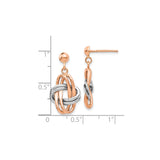 14k Two-Tone Gold Love Knot Dangle Earrings with Rose and White Gold Loops