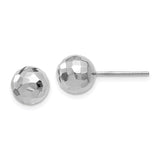 14k White Gold Faceted Dome Stud Earrings, Hammered Textured Ball Design for Women