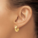 14k Yellow Gold Hoop Earrings, Chunky Rounded Design, High Polish Classic Italian Style