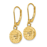 14k Yellow Gold Dangle Earrings with Hammered Round Discs and Textured Finish