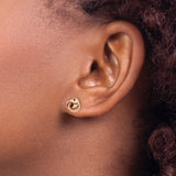14k Rose Gold Love Knot Stud Earrings, Intertwined Knot Design, Romantic Style for Women