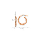 14k Rose Gold Hoop Earrings with Twisted Polished and Textured Rope Design