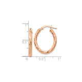 14k Rose Gold Hoop Earrings, Textured Square Pattern, Lightweight Modern Design for Women