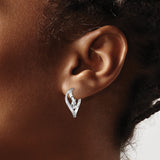 14k Yellow Gold and Rhodium Twisted Hoop Earrings, Crossover Design, Lightweight for Women