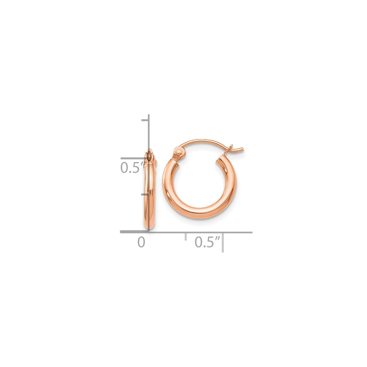 14k Rose Gold Hoop Earrings, Classic Round Minimalist Design with Latch Back Closure