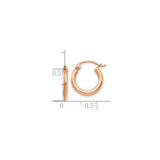 14k Rose Gold Hoop Earrings, Classic Round Minimalist Design with Latch Back Closure
