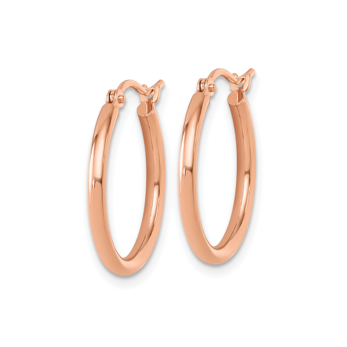 14k Rose Gold Hoop Earrings, Polished Medium Round Hoops, Minimalist Modern Style for Women