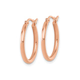 14k Rose Gold Hoop Earrings, Polished Medium Round Hoops, Minimalist Modern Style for Women